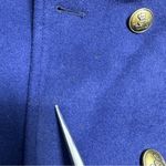 ZARA Woman navy double breasted 5 button military style pea coat sz L Photo 8