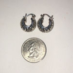 Sterling Silver Thailand SU 925 Vintage Cutout Classic Boho Hoop Earrings Photo 3