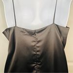 Maisie Monti Tiered Slip Dress Mini Satin Square Neck Drop Waist LBD Black M Size M Photo 6