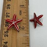 1960s Starfish Stud Earrings Red Enamel Coastal Nautical Beach Summer Jewelry Photo 1