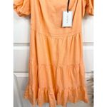 1. State  Orange Puff Sleeves Linen Blend Tiered Skirt Open Tie Back Dress Sz S Photo 4