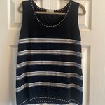 Tahari  Arther S Levine navy knit tank size 16 horizontal stripe‎ career layering Photo 0