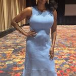 Jason Wu Women's Blue Knit Sleeveless Ribbed Texture Crewneck Dress Size Large Photo 7