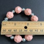 Women’s vintage pink/silver chunky beaded bracelet‎ one size stretches Pink Photo 6