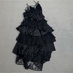 VERO MODA Maxi Dress Womens M Black Lace Ruffle Tiered Overlays Straps NWT Photo 1