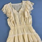 Love Shack Fancy  Darryl Lace Trim Pale Yellow Flutter Sleeve Ruffle Mini Dress Photo 5