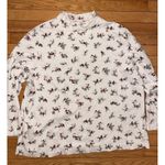 Croft & Barrow Vintage granny core cottage bird print‎  XL women's mock neck top long sleeve Photo 1