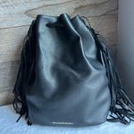 Victoria's Secret Black Leather Backpack with Fringe Photo 0