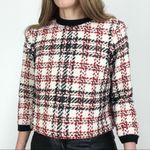 W By Worth Bouclé Knit Plaid Top | Size S Photo 1