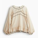 H&M Cream Chiffon Flounce Wide Fit Blouse Size M EUC Photo 5