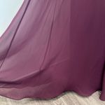 Joanna August Plum Chiffon Flutter Sleeve Maxi Bridesmaid Wedding Guest Dress Photo 5