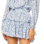 MISA Los Angeles Lorena Dress White and Blue Floral Print Tiered Swing XS XSmall Photo 0