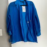 ZARA NWT  Royal Blue Long Sleeve Button Down Shirt Photo 1