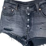 Levi's Levi’s 501 Women’s Sz 28 Black Wash Shorts Cut Off Jean Distressed Button Fly Photo 2
