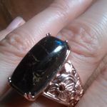 Matrix Silver Shungite Solitaire 18k Rose Gold Plated Ring (Size 9) Photo 9