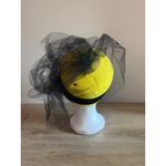 Dorkin Yellow Pillbox Hat Black Ribbon Tulle Lecie Fascinator Derby Wedding Yellow Photo 3