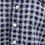 Sandro ππ Jayce Checkered Tweed Jacket ~ Blue & White Print Pearl Buttons Small Photo 7