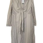 ZARA NWT  V Neck High Waisted Dress Striped Bow Cream Black Size Med Lightweight Photo 4