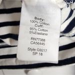 J.Crew Factory Striped Top Cotton Black & White Boatneck Blue Cuffs Size XXS Photo 5