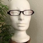 Brown burgundy frame eyeglasses clear lenses eye wear office siren core preppy glasses pink white pattern Photo 1