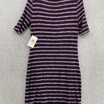 Kensie  Women's T Shirt Dress Short Sleeve Striped Purple Marled Lined Small Photo 1