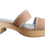 FRANCES VALENTINE Leather Sandals Clogs Wooden Soles Platform Slides Italy 9 EUC Blue Photo 10