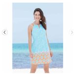 CABANA LIFE Sleeveless Halter Shift Dress Size Small SPF Aqua Orange Blue Photo 3