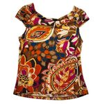 Petite Sophisticate  Multicolor Paisley Blouse Size Medium Euc Photo 4