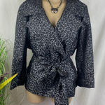 Alex Marie Gray & Black Animal Print Half Sleeve Wrap Top PL Photo 0