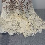 Dress the Population  Ivory Sheer Crochet Lace Marion Crop Pant Jumpsuit M Photo 5