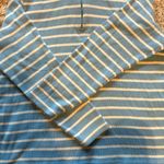 L.L.Bean Womens Blue White Stripe 1/4 Zip Mock Neck Long Sleeve Shirt Sz. Large Photo 9