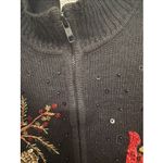DRAPERS & DAMONS Black Christmas Cardigan Cardinals Size Large Sequins Photo 5
