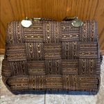 Vintage M & G Bertini Gold Brown Metallic Weave Bag with Woven Rope Handles Photo 7