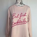 Wildfox But First Cocktails Sommers pink flocked statement sweatshirt sz S small Photo 8
