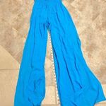 Ramy Brook NWT Textured Athena Palazzo Pant Swim Coverup Blue Pull On Medium Photo 2