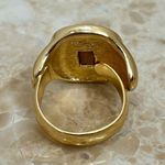 Christian Dior Vintage Signed Aquamarine Gold Tone Adjustable Ring Photo 3