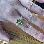 Natural Peridot Sterling Silver Ring Size 8 Photo 3