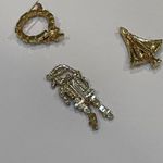 Lot Of 3 Christmas Holiday Gold Tone Prong Set Rhinestone Brooch Pins Photo 8