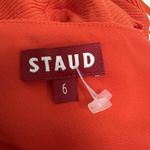 STAUD Prismatic Dress with cut-out Side Slit Off Shoulder Papaya Orange Size 6 Photo 7