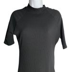 Heart & Hips  Open Back High Neck Maxi Dress L Black Ribbed Bodycon Short Sleeve Photo 1