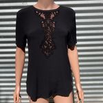 Sandro NWT Paris Lace Detail Blouse in Black Photo 0