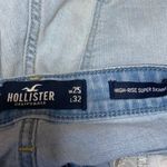 Hollister  Blue High Rise Super Skinny Distressed Cutoff Denim Jeans Shorts Sz 25 Photo 3