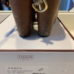 Coach Brown Leather Wood Wedge Sandals Size 8.5 Photo 4