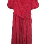 Badgley Mischka  Red Eyelet Dress size 10 midi length Photo 0