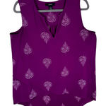 Alfani  Purple White Patterned Faux Wrap Split Neck Sleeveless Blouse Size M Photo 0
