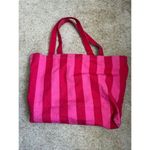 Victoria's Secret Iconic Pink Striped Canvas Tote Large Shopping Beach Bag Y2K Photo 1