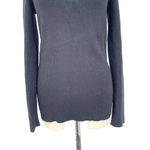 Torn By Ronny Kobo  Cut Out Neckline Black Long Sleeve Ribbed‎ Sweater Size Large Photo 2