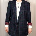 American Vintage 90s Heritage Plaid Wool Vintage Single Breasted Blazer Green Blue Red Medium Photo 11