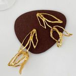 Anthropologie Anthro 18K Gold Plated Exaggerated Oversized Tulip Flower Earrings Photo 1