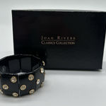 Joan Rivers  Signed Black Lucite Expanding Bracelet with Rhinestone Embellishment Photo 0